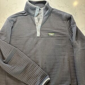 LL Bean Air light Knit Pullover Ribbed 1/4 Snap  506874 Charcoal Gray Men's XL